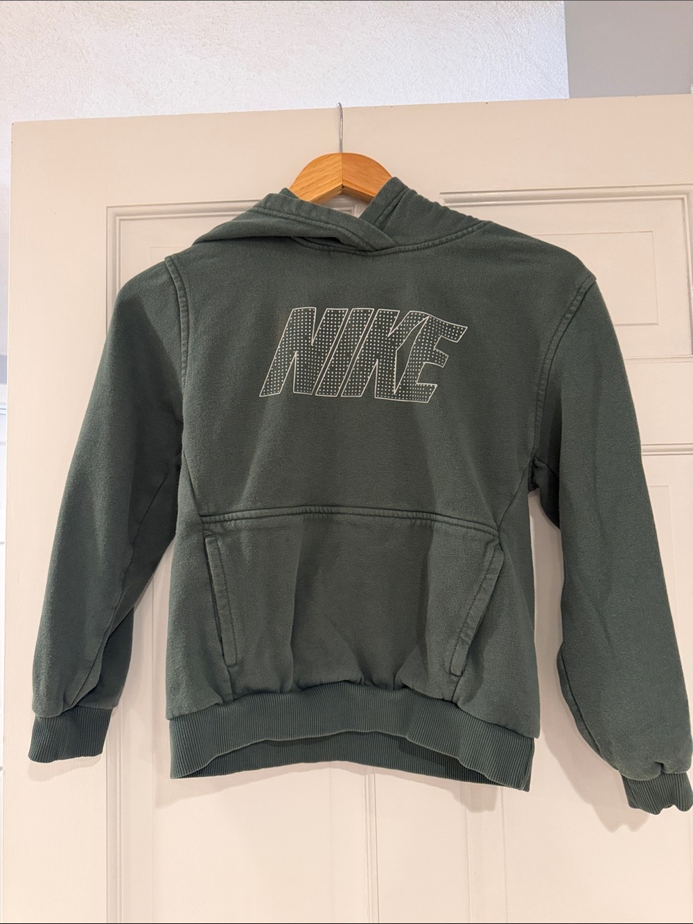 Nike Olive Green Kids Pullover Hoodie with Large Back Logo